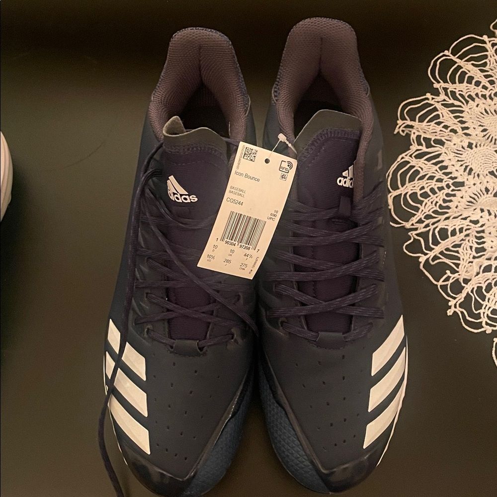 New Adidas Baseball Icon Bounce Metal Cleats Navy Blue Men 10.5